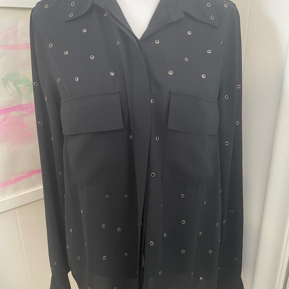L'AGENCE Black Shirt with Silver Details